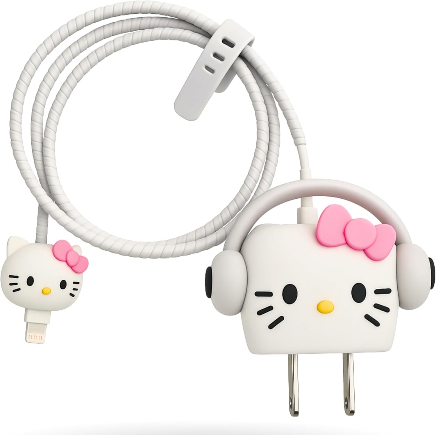EMOH ROCED Cute Cartoon 3-in-1 20 W Charger Cover Compatible with iPhone Adapter – Compact, Durable, Portable & Protective Case with Cable Protector (Kitty)-picture-27