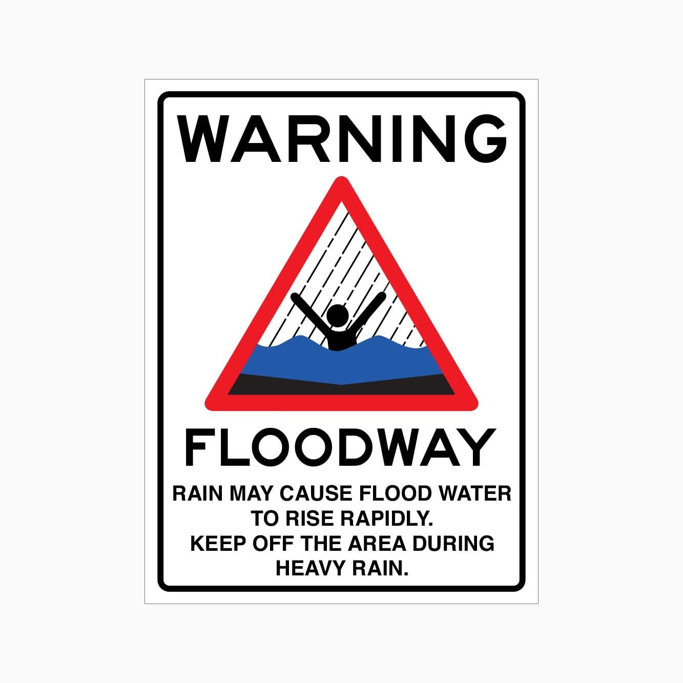 WARNING FLOODWAY RAIN MAY CAUSE FLOOD WATER TO RISE RAPIDLY Sign Warning Metal Tin Sign 8 x 12 inch for Industrial & Commercial Series