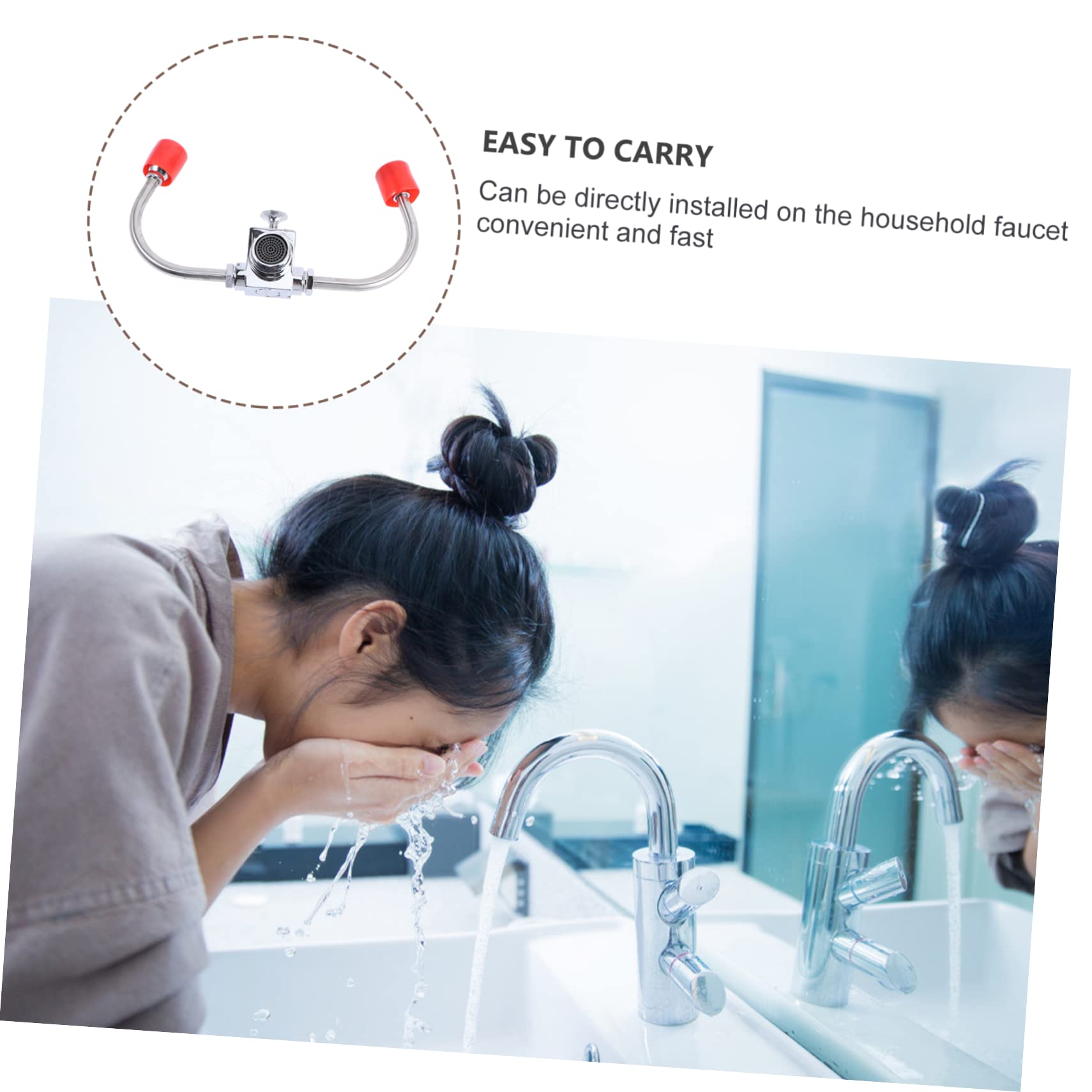 STOBAZA Lavaojos De Emergencia Con Boquilla Doble Para Lavabo, Montaje Grifo De Acero Inoxidable 304, Rotación 360°, Estación Portátil Para Lavado Ocular Hogar y Laboratorio