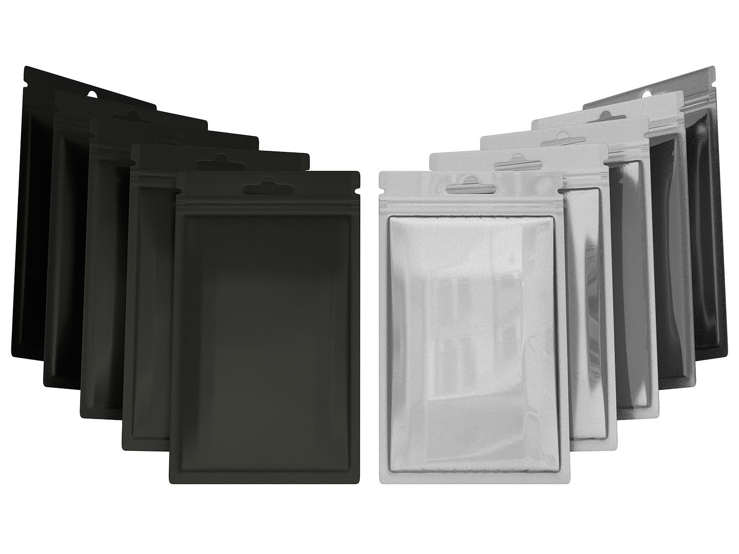 Rimiko 100pcs Reusable Black & Transparent Mylar + Aluminum Zipper Bags, 3.35"x5.1" (8.5x13cm), Ideal for Food, Jewelry, Cosmetics & More