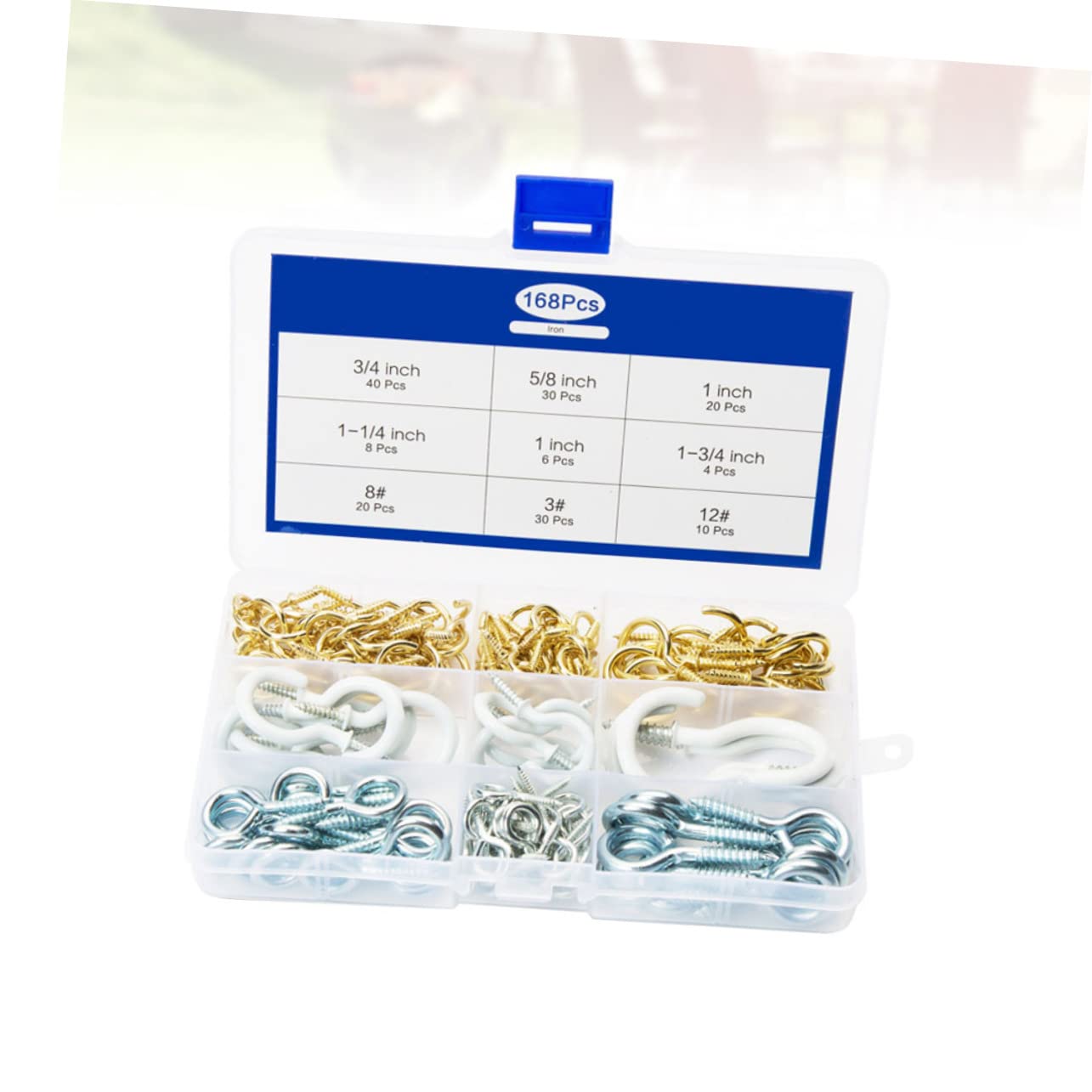 KICHOUSE Self-Tapping Sheep Eye Socket Hooks Threaded Eye Screws Kit Assorted Sizes Multi-Purpose Easy to Use