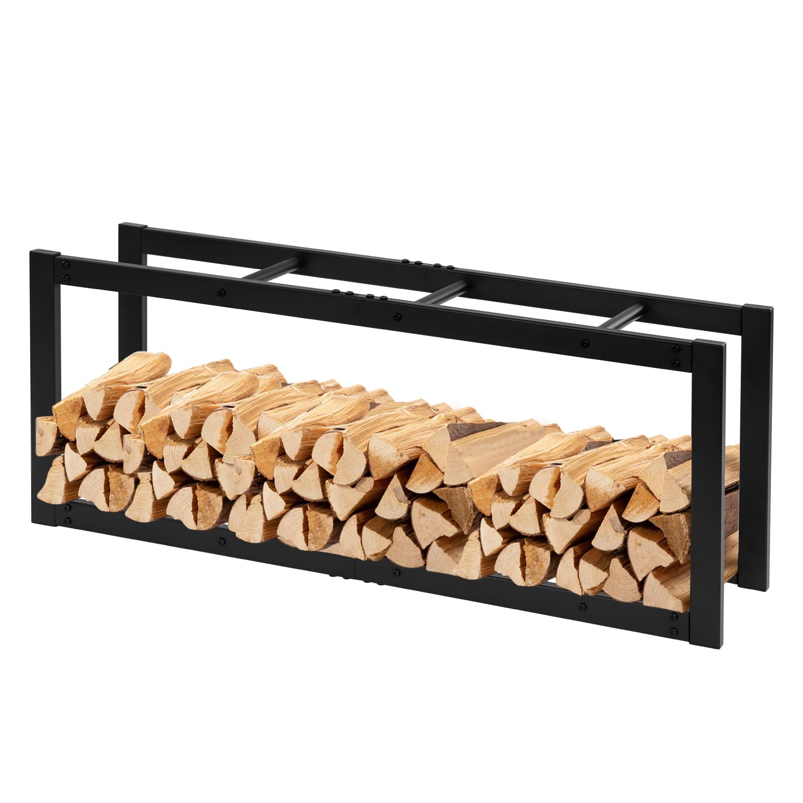 Laneetal Portalegna da Interno 40x25x100 cm Metalowy Stojak na Drewno Kominkowe Czarny