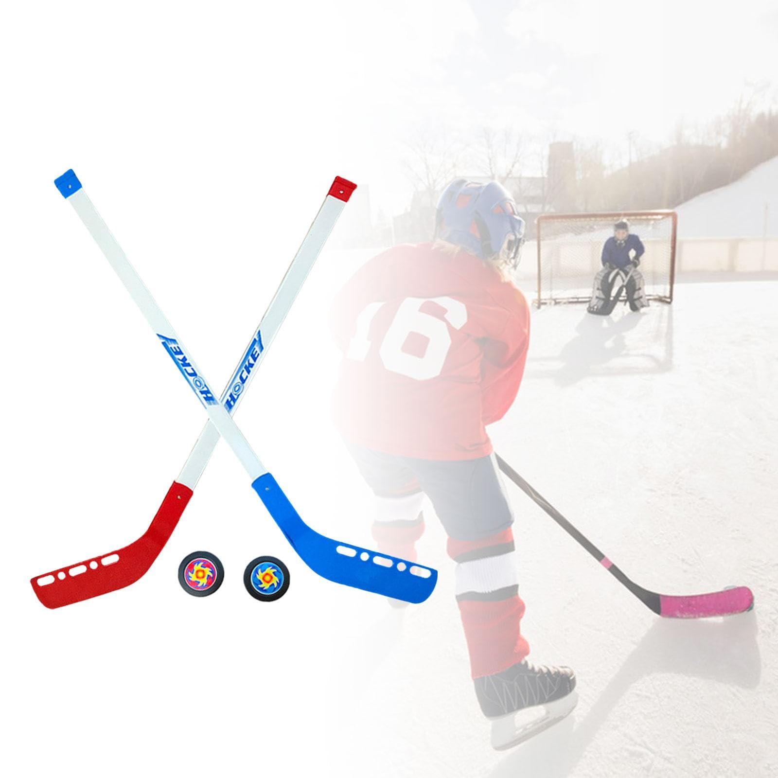 Set di 2 Mazze da Hockey per Bambini con Pallina, Mini Set da Hockey in Plastica PP Morbida E Sicura, Adatto per Feste, Sport in Casa E Regali.