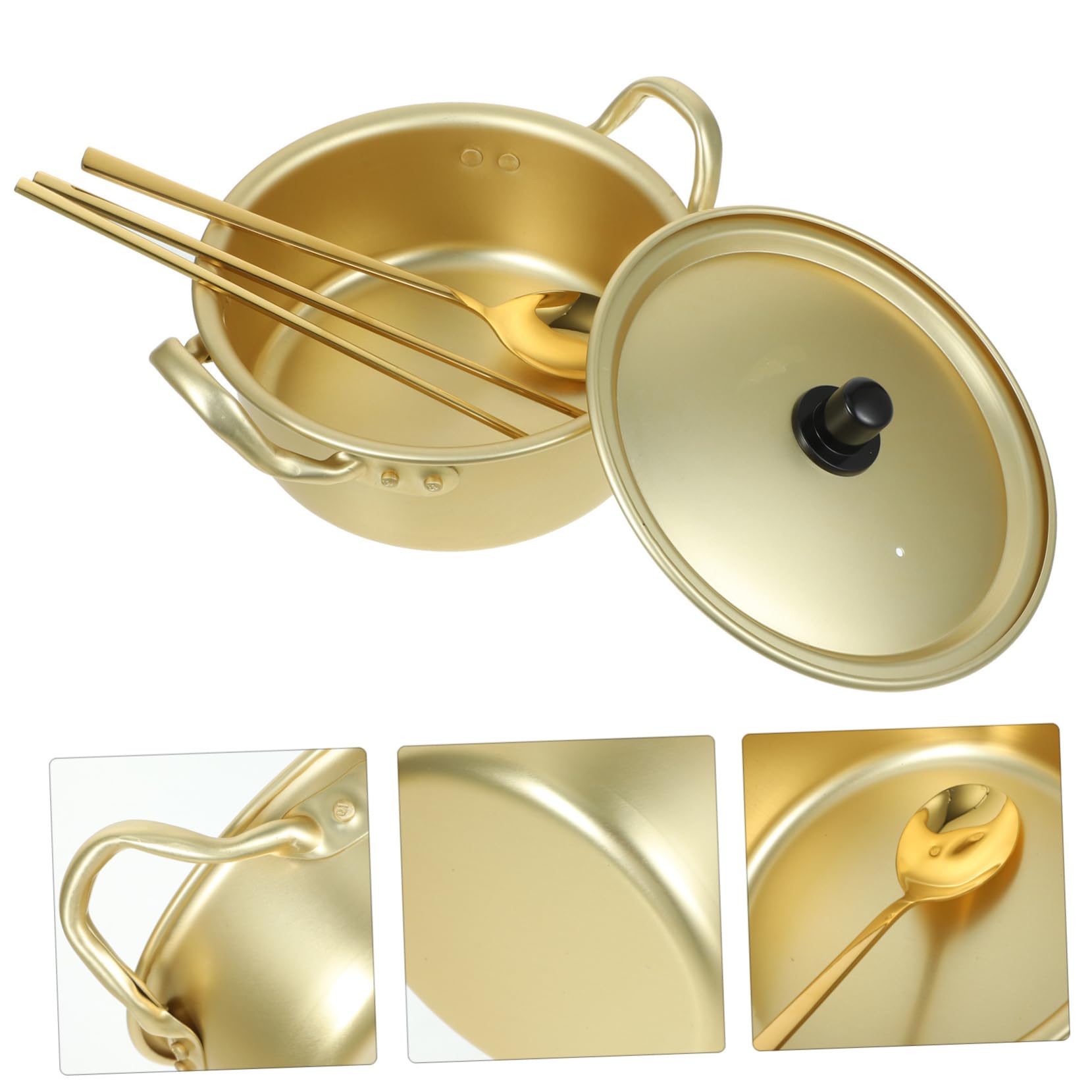 NAMOARLY Cooking Pot Korean Aluminum Ramen Pot Instant Noodle Large Lid for Easy Cooking