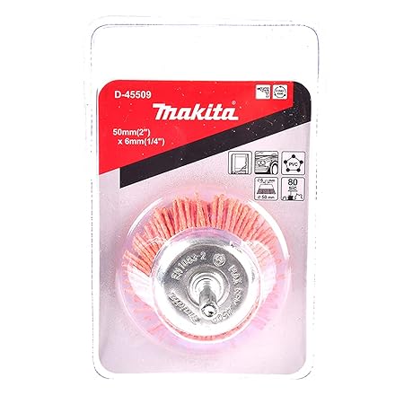 Makita 1 Piece - 2 Inch Nylon Cup Brush For Drills - Light-Duty Conditioning For All Applications - 80 Grit
