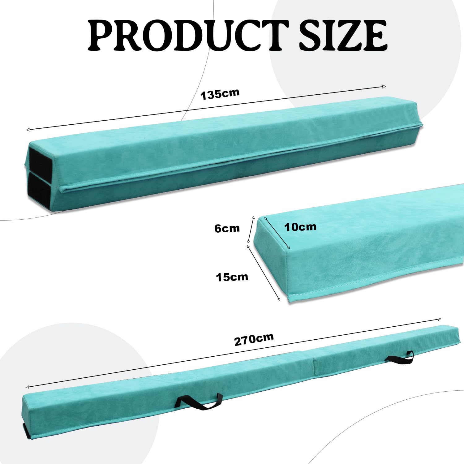 Schwebebalken für Zuhause, 270cm Balken Turnen Klappbar Tragbar für Kinder Erwachsene, Gymnastik Balken Balance Beam mit Rutschfester Gummiboden für Professionelle Turner oder Anfänger