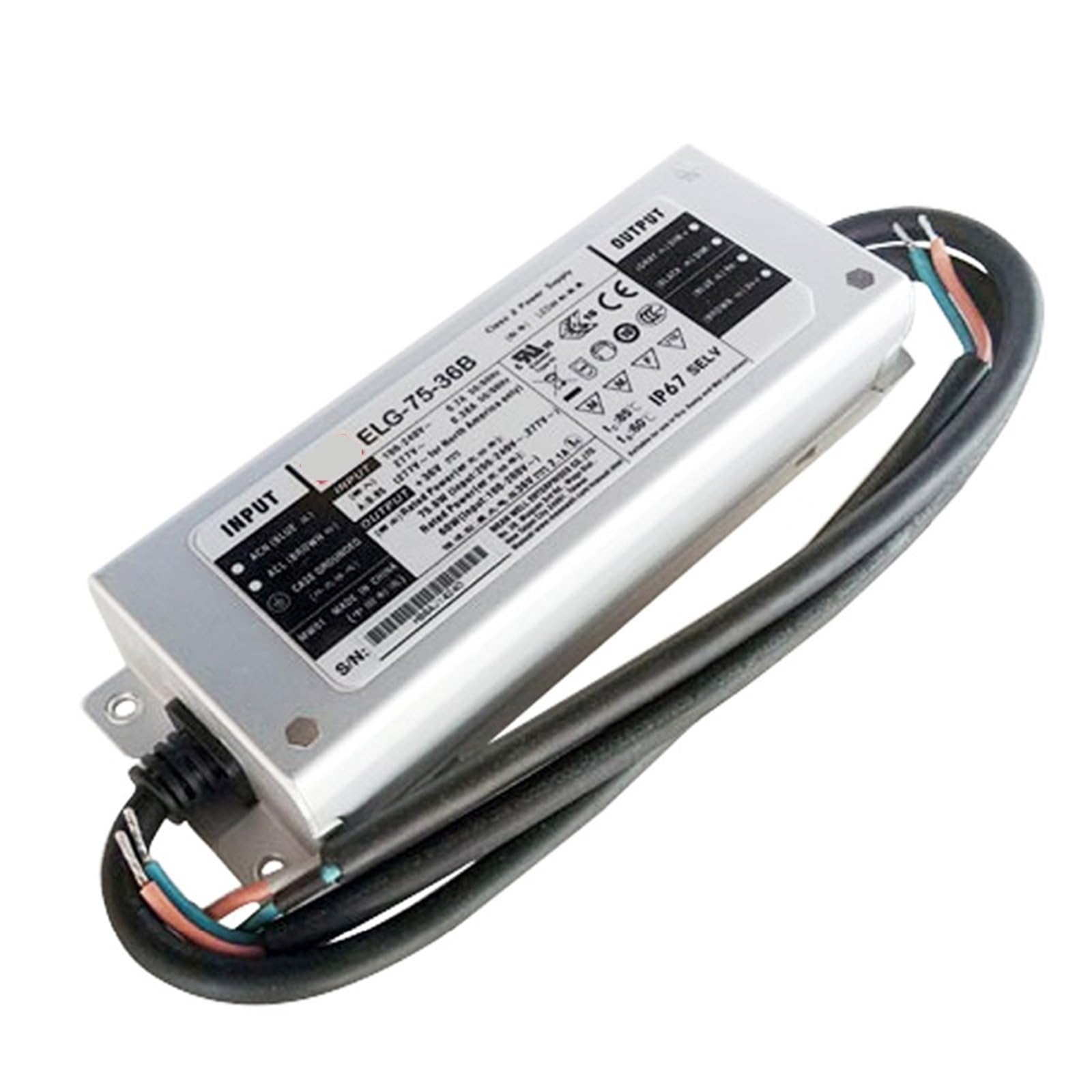 Pilote LED IP67 ELG-75-36B-3Y alimentation variable 75W 36V DC pour éclairage extérieur
