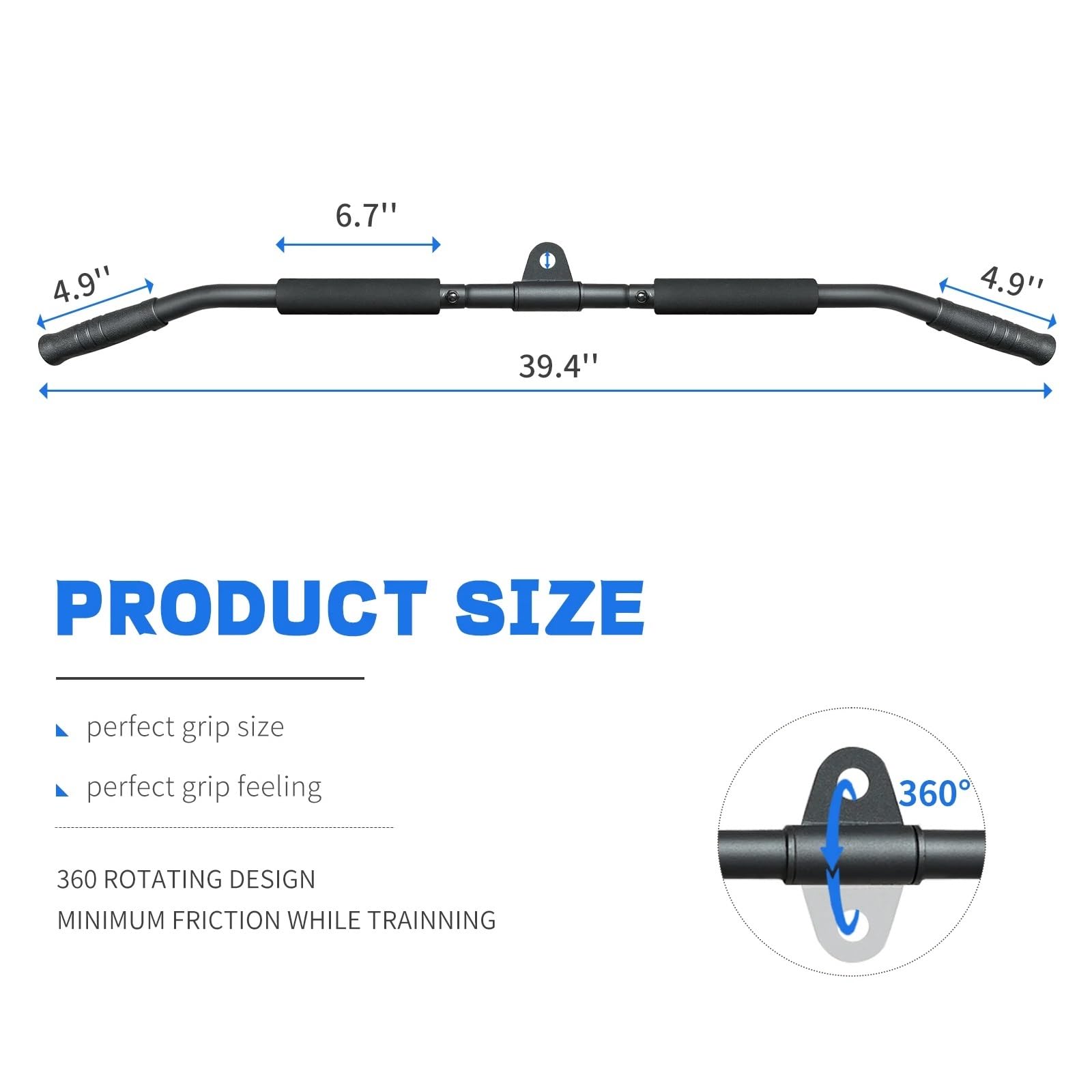 Barra LAT Machine 39.4 '' LAT Pull Down Bar 360 Girevole Fitness Grip for Sistema di pulegge Palestra Pulldown Maniglia Allegati for Palestra Cavo Macchina