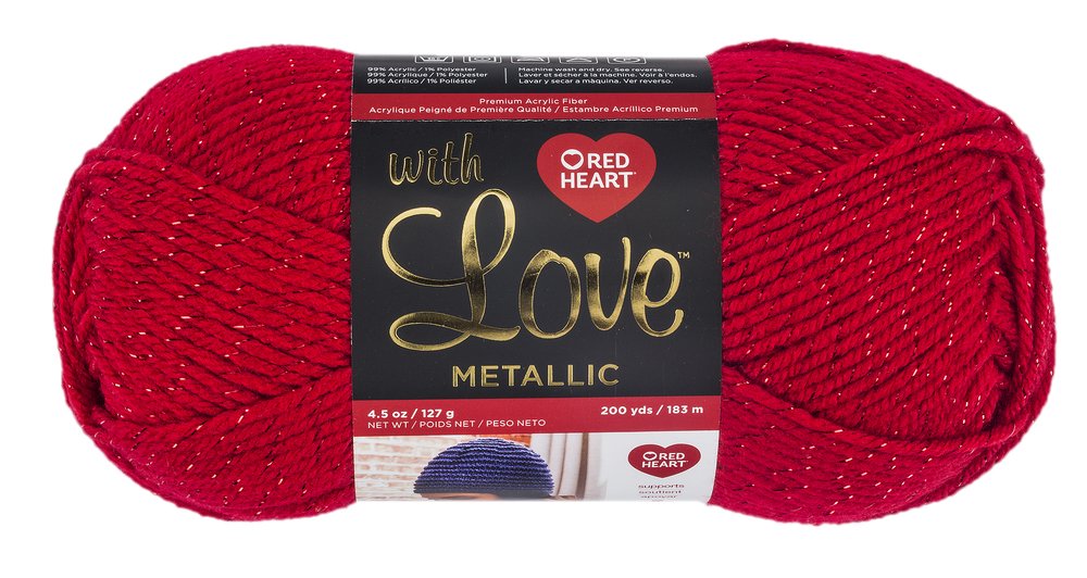 Red Heart with Love Metallic Yarn, Red