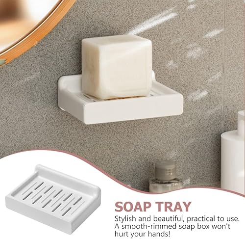 Miniatura 3 de Zerodeko Cajones de almacenamiento, jabonera, soporte para jabón, bandeja de jabón, platos autoadhesivos, protector de jabón de plástico para
