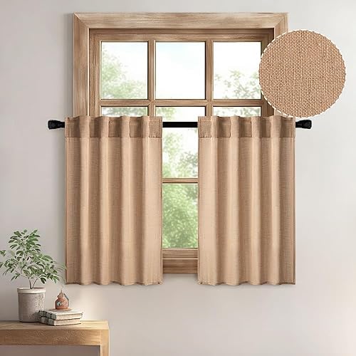 Vista 125 de MIULEE - Cortinas semitraslúcidas suaves y gruesas, textura de lino para dormitorio y sala de estar, para Navidad, con trabilla trasera y jareta, 84