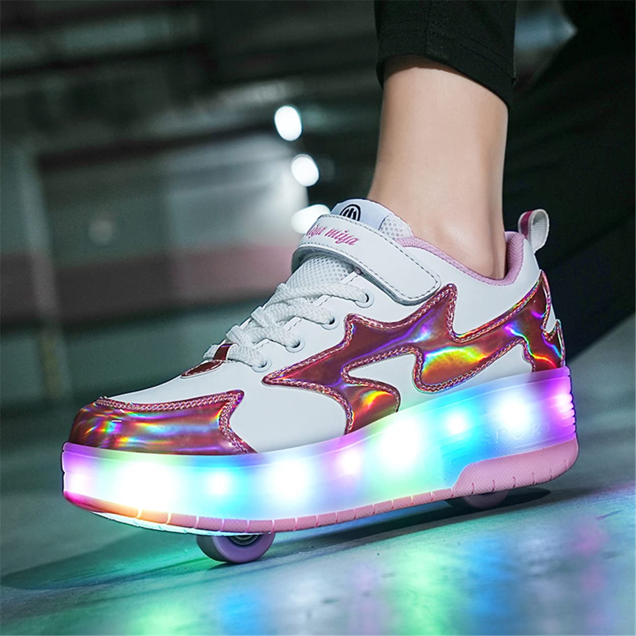 Zapatos con Ruedas Zapatillas con Dos Ruedas para niños y niña Led Luces Zapatillas con Ruedas Se Puede Bambas con Ruedas Carga con USB Automática Calzado de Skateboarding