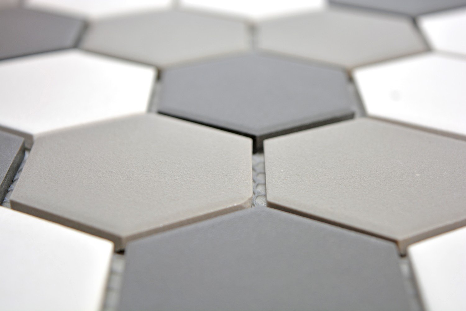 Mosaïque Céramique Hexagonale Aspect Pierre - Blanc/gris, Finition Mat, Pour Mur Cuisine, Neuve