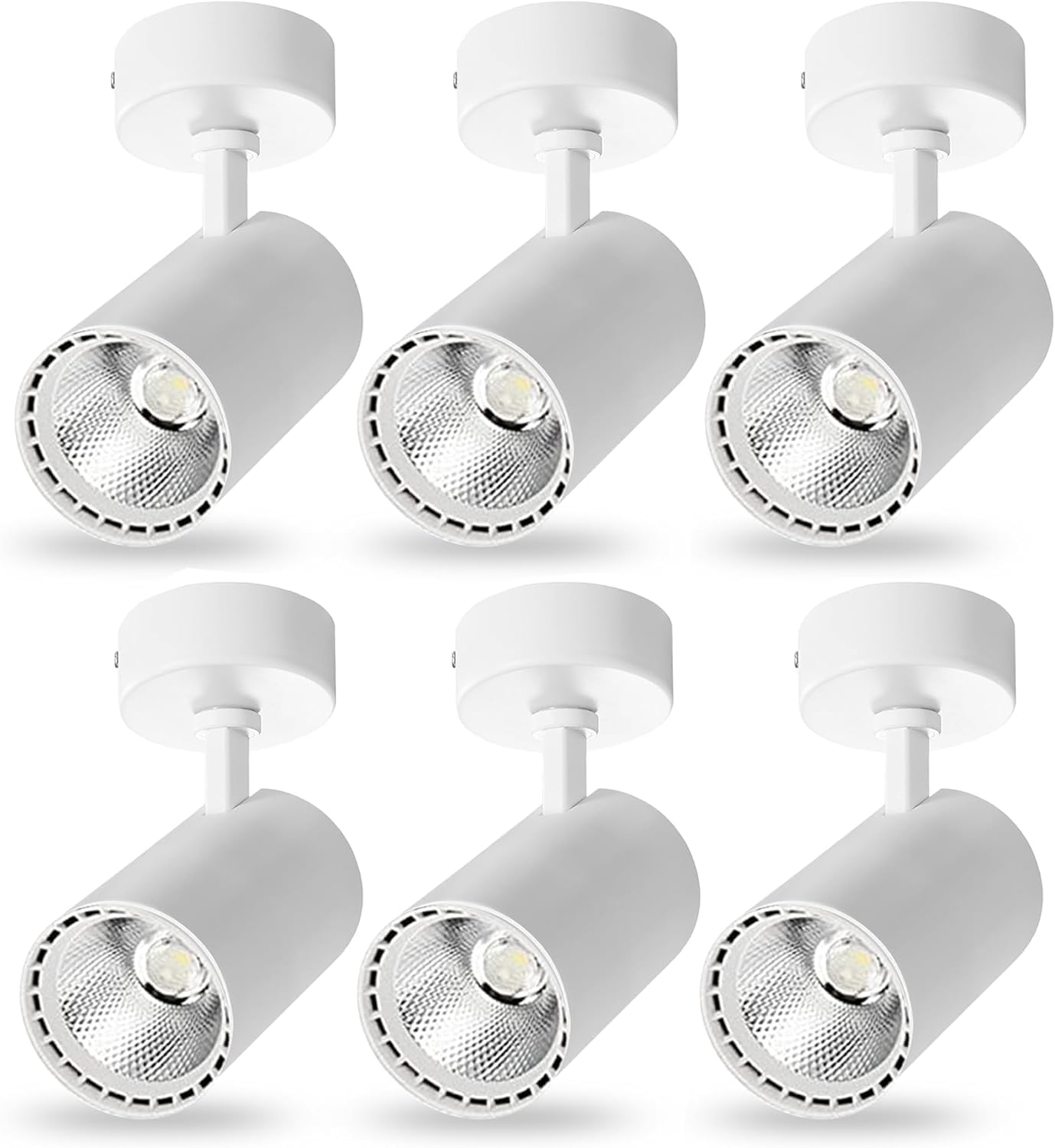 6 confezioni di faretti da soffitto extra-luminosi da 25 W regolabili a 90 gradi, proiettore da soffitto antiriflesso, faretto da soffitto a LED da incasso (bianco 3000 K 25 W ad alta