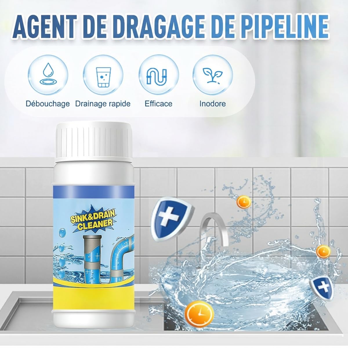 Furet Deboucheur Canalisation,Deboucheur Canalisation Professionnel, Deboucheur WC,Super Déboucheur Cheveux,Débouche WC,Évier,Douche – Élimine Cheveux,Graisses et Résidus Organiques (2 Pcs)