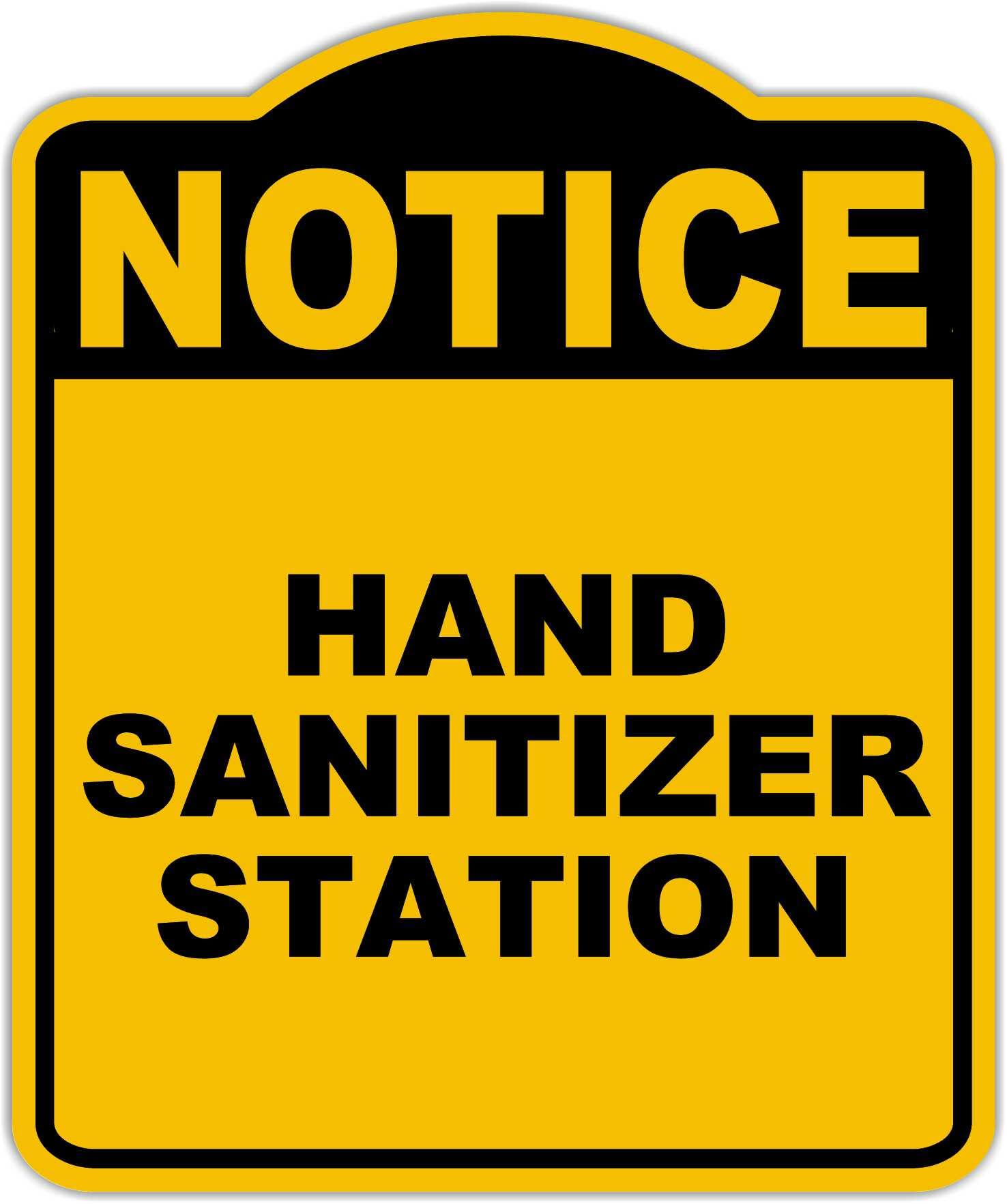 HAND SANITIZER STATION Notice Yellow Black Aluminum Composite Sign 20 x 24 inches