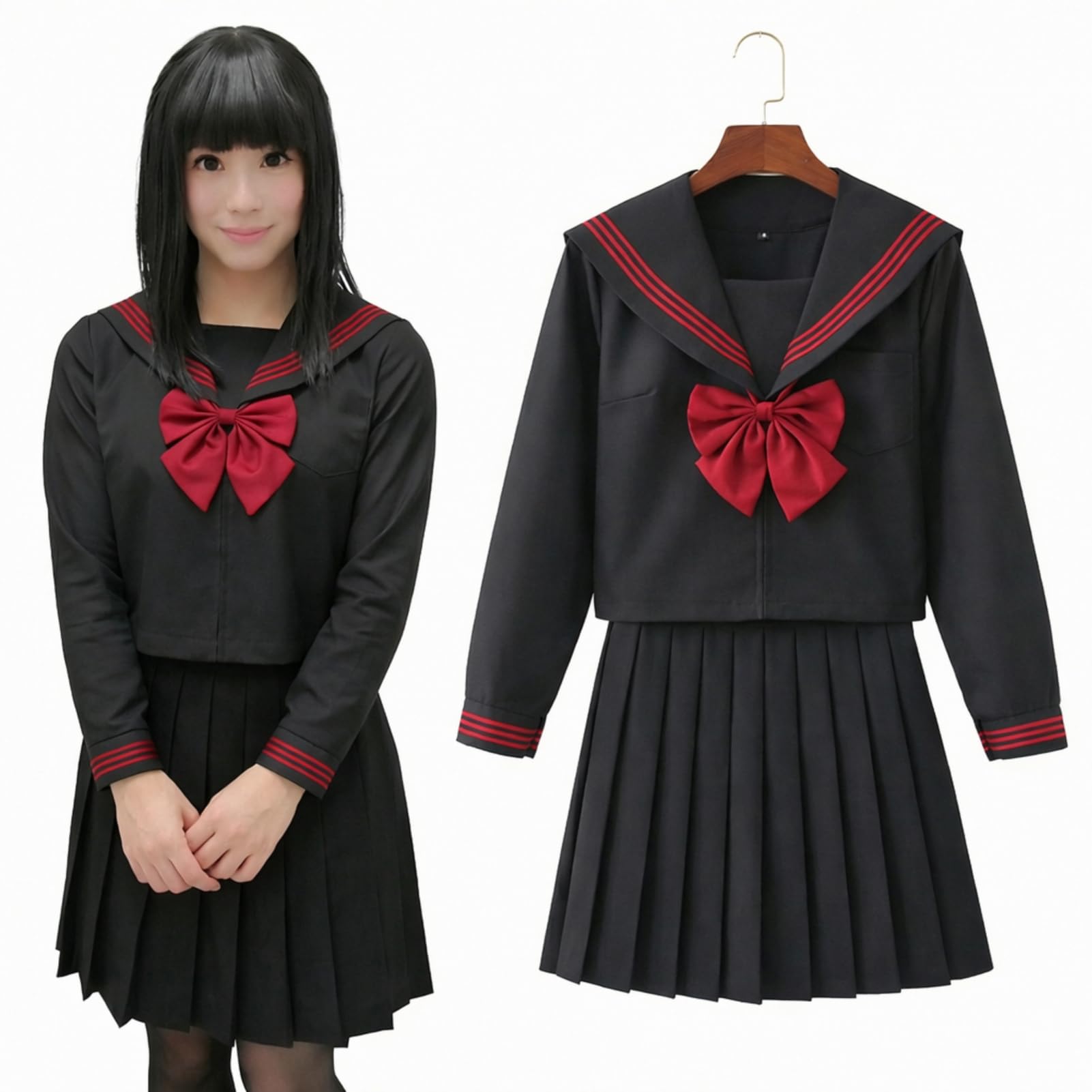 lemon様用　冬セーラー、夏２枚、黒1、赤2 箱有 Amazon.co.jp: [シャンディニー] セーラー服 コスプレ 長袖 黒 大きい