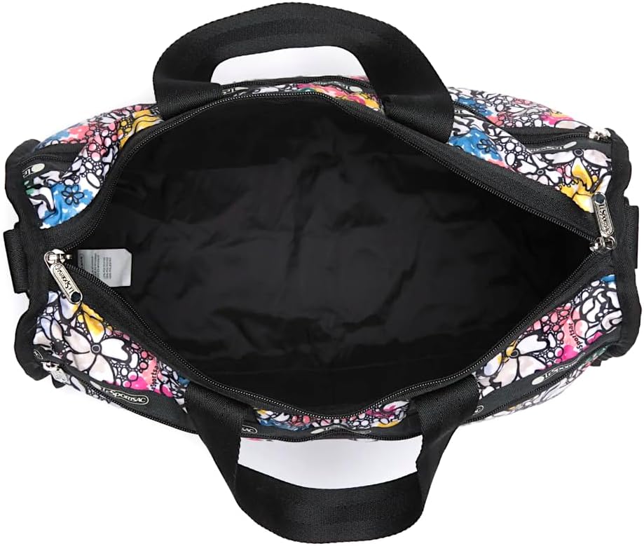 LeSportsac Roving Floral 214 Candace Classic Weekend Duffle Crossbody Bag, Style 3694/Color E575, Sophisticated Colorful Artfully Arranged Vivid Abstract Floral, Ideal Size Small Carry-on Bag - Image 4