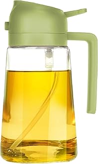 TrendPlain 16oz/470ml Olive Oil Sprayer for Cooking - 2 in 1 Olive Oil Dispenser for Kitchen Gadgets, Air Fryer, Salad, and BBQ - Green, Glass