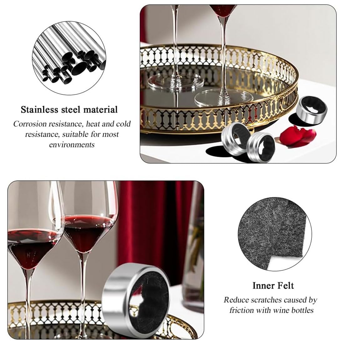 Set 18 Anelli Salvagoccia Per Vino In Acciaio Inox - Riutilizzabili Per Bar, Ristoranti E Casa - Foto 3
