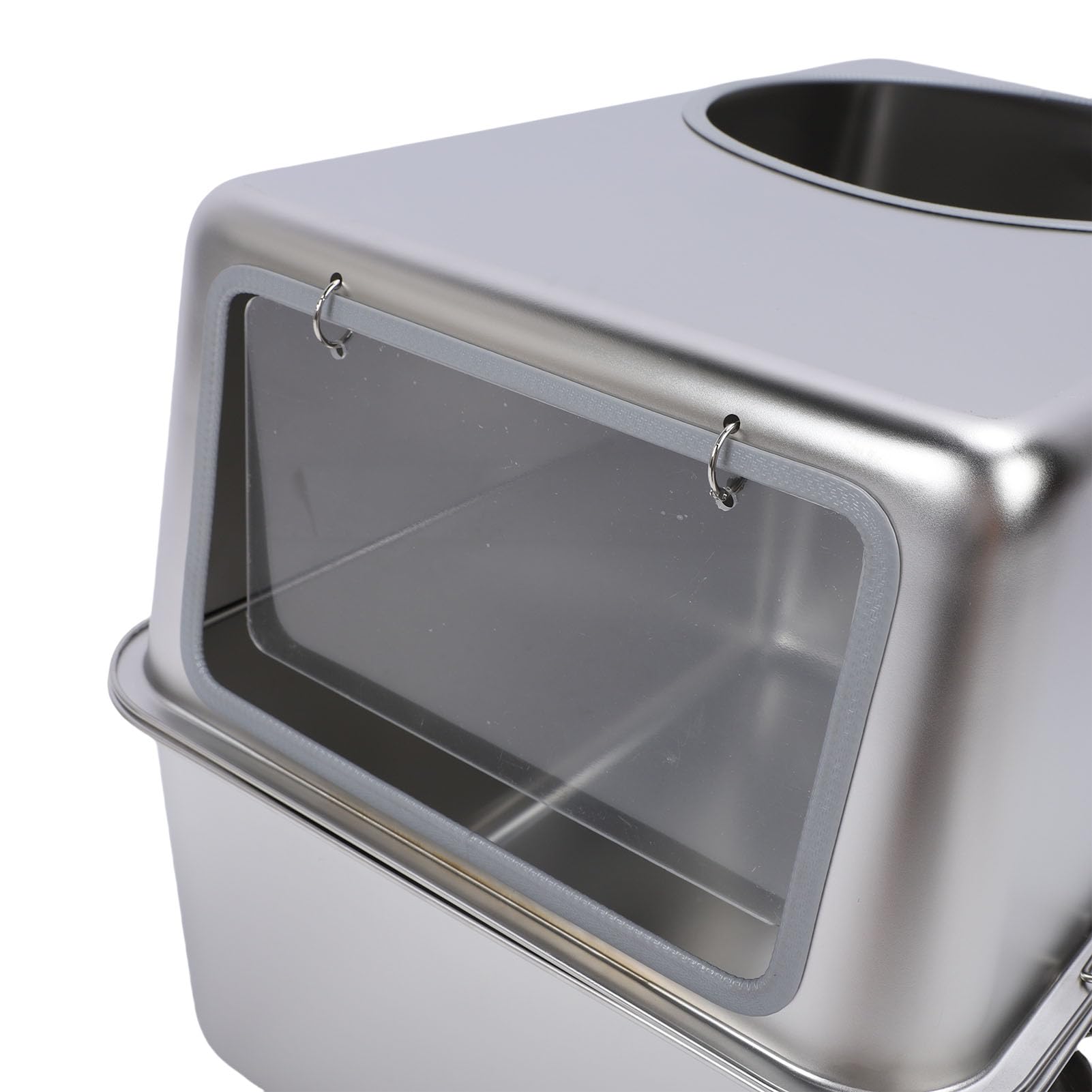 Generic Cassetta Igienica per Gatti in Acciaio Inossidabile con Ingresso Dall'alto e Ventilazione Discreta, Toilette per Gatti Chiusa in Metallo per un Migliore Controllo degli Odori e Privacy