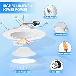ANWIO 6 1 cm 5CCT LED Éclairage encastré, 10W 1000LM Dimmable IC Rénovation nominale LED Lumières de pot 2700K/3000K/4000K/5000K/6000K Changement de couleur paquet de 5