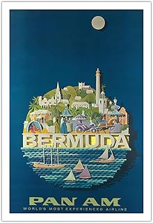 Bermuda - Pan American World Airways - Vintage Airline Travel Poster by Ray Ameijide c.1950s - Fine Art Matte Paper Print (Unframed) 30x44in