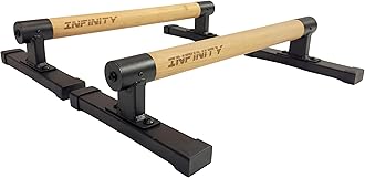 INFINITY FITLong Parallettes P-bars Parallel Bars with Wooden Handles and Metal For Callisthenics, Gymnastics, Handstands, Planche, Fitness Equiptment, Crossfit, Home & Commercial Use