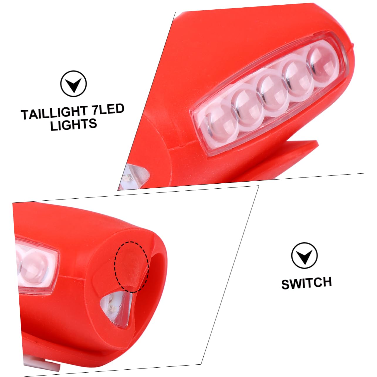 VANZACK Light Cycling Headlight Taillight 7led Bike Light Night Riding Safety Easy to Attach for Bikes