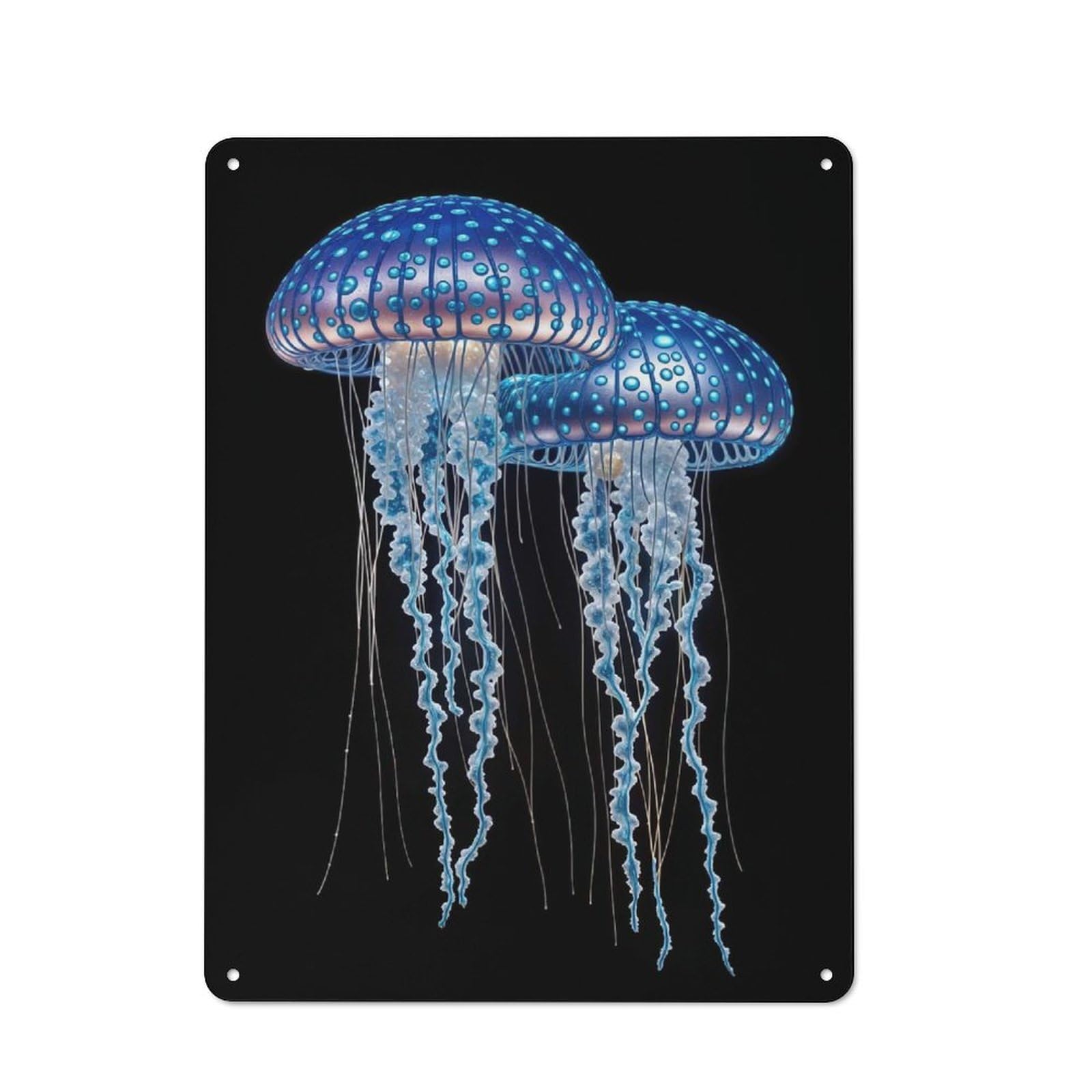 Jellyfish Couple Retro Metal Wall Decor 40x30cm, Metal Sign for Pub, Home Bar, Shed Or Man Cave, for Relaxed Wall Styling