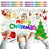 Giant Merry Chirstmas Coloring Poster with 6 Stacking Crayons