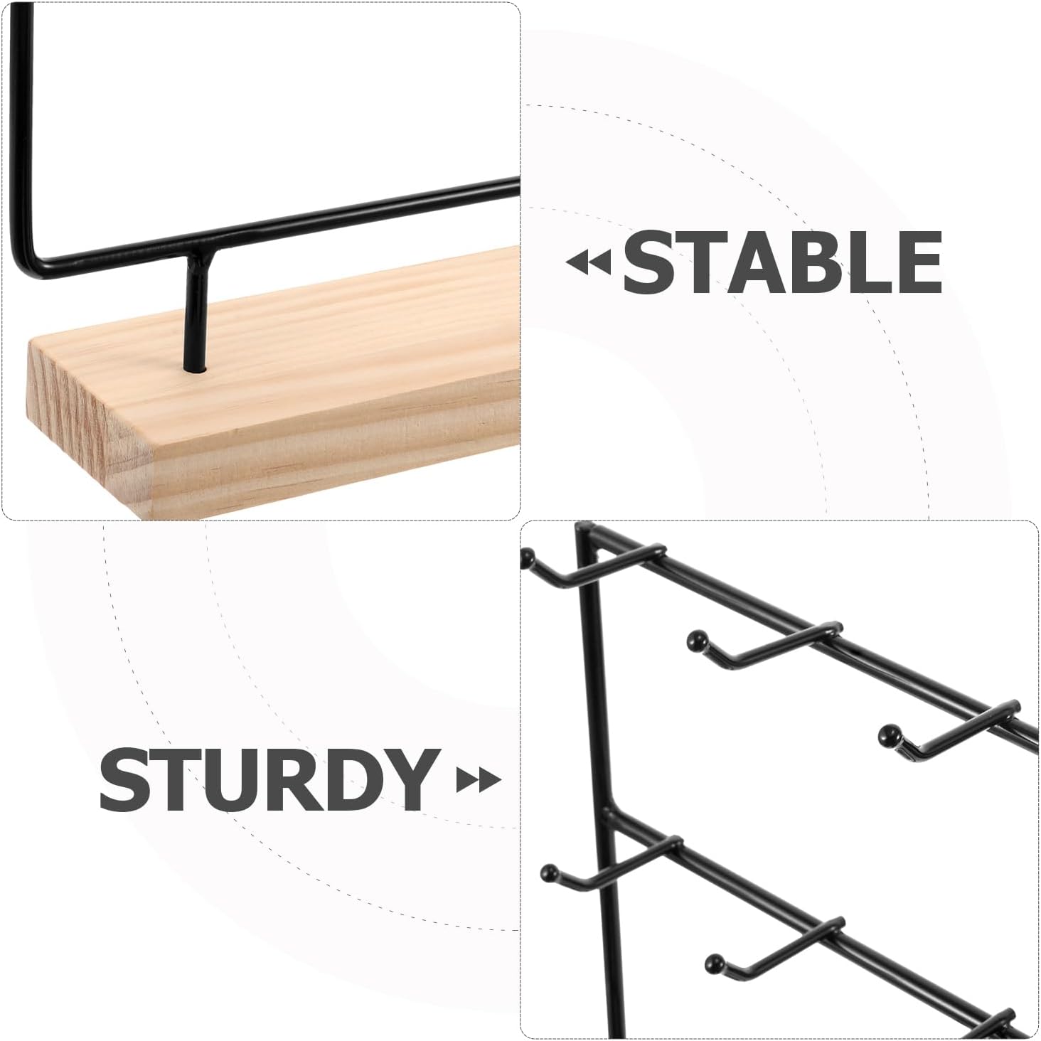 Didiseaon Earring Display Stand With Hooks: Wood Jewelry Organizer - Earring Rack Display Holder For Bracelets Necklaces & Hair Accessories