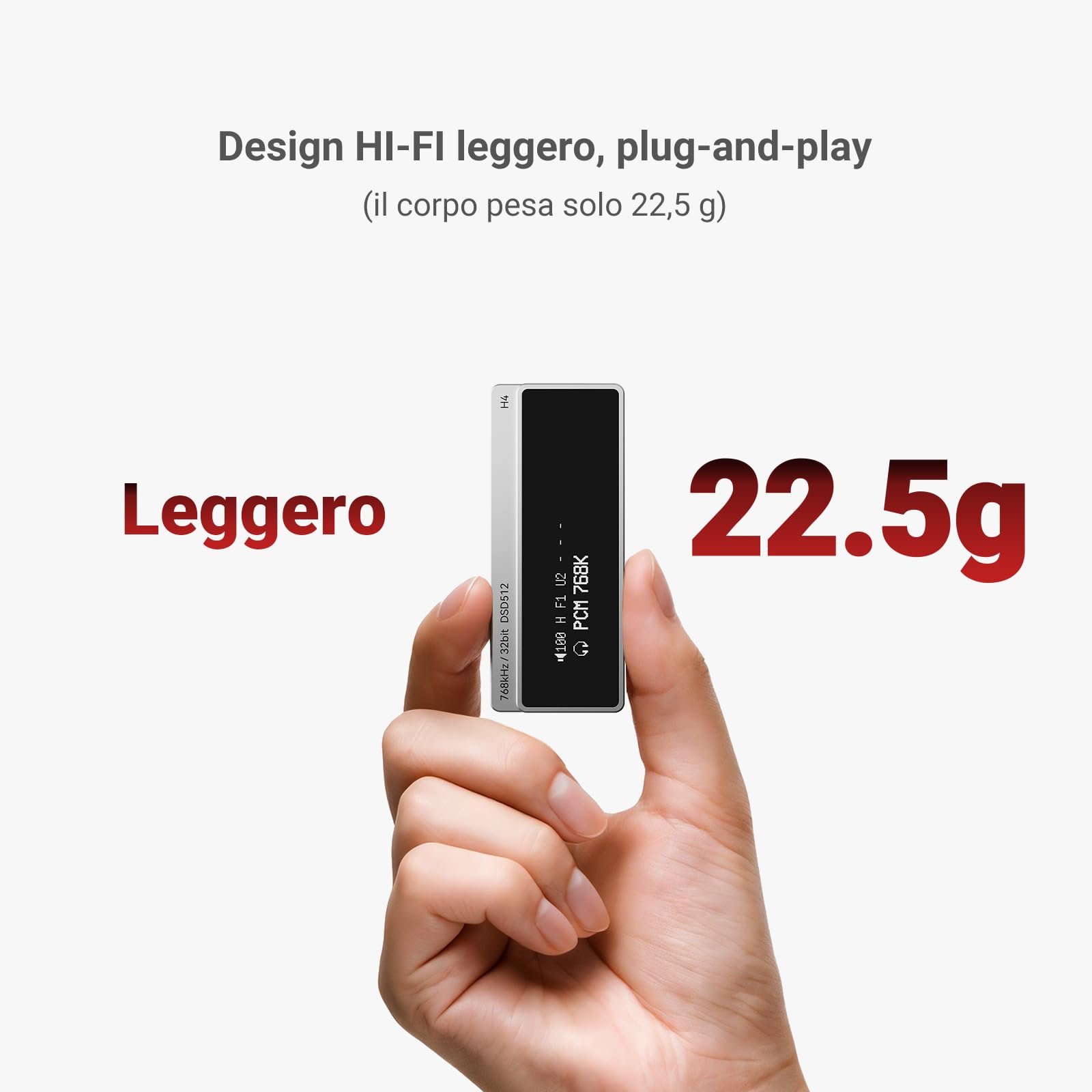 AIYIMA H4 amplificatore per cuffie DAC Hi-Fi portatile con USB-C, chip ES9039Q2M, doppia uscita cuffie (3,5 mm single-ended e 4,4 mm bilanciata), amplificatore DAC compatto con display per PS5/Switch