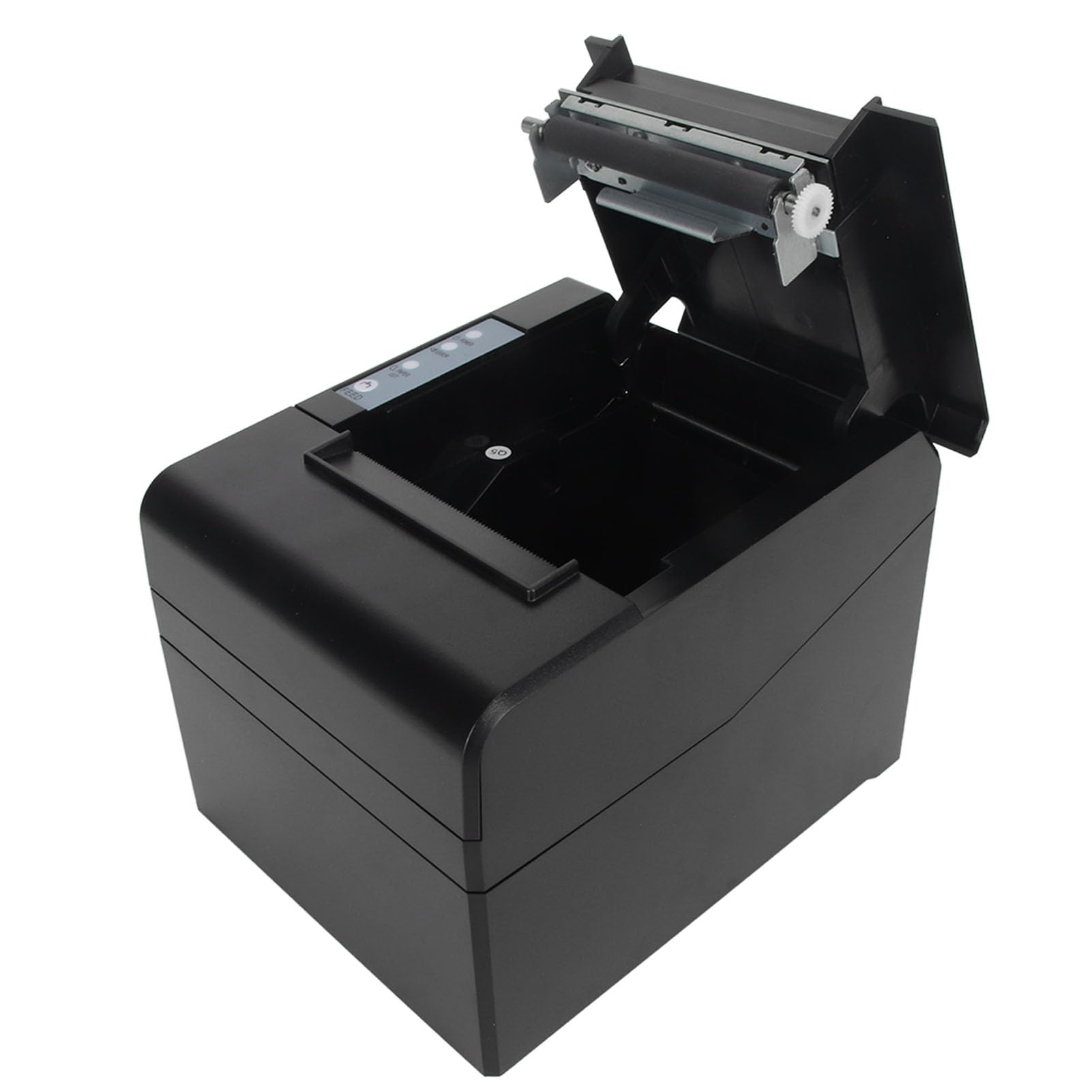 Termiczna Drukarka pokwitowań USB, Przenośna Bezatramentowa Drukarka Etykiet 80 Mm dla Małych Firm, Szybkie Drukowanie Interfejs USB LAN, Stacjonarny System POS Drukarka Etykiet (Wtyczka UE)