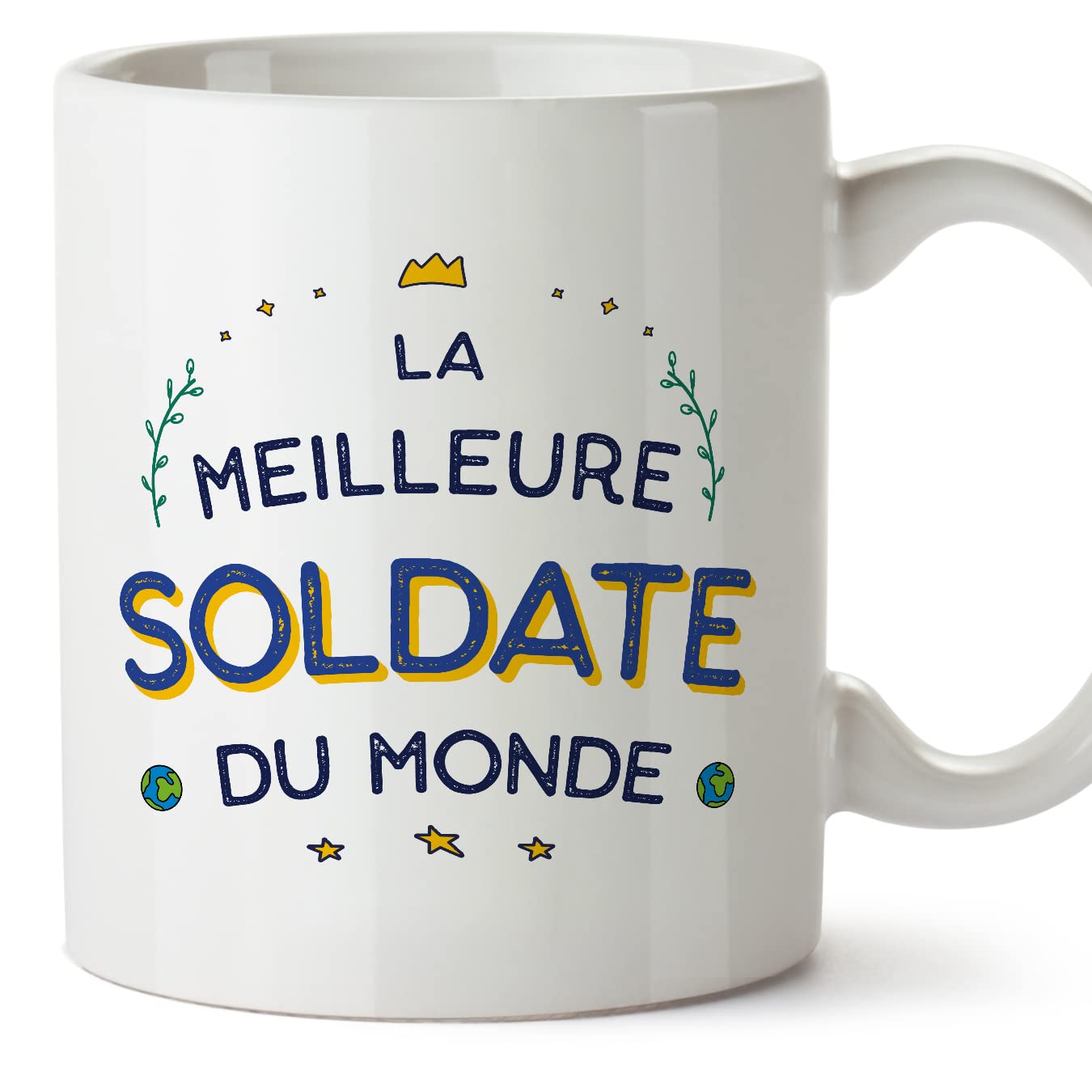 MUGFFINS Soldier Woman Mug - in French - Meilleur du Monde - Funny Gift for Colleagues - Ceramic 11oz Mug