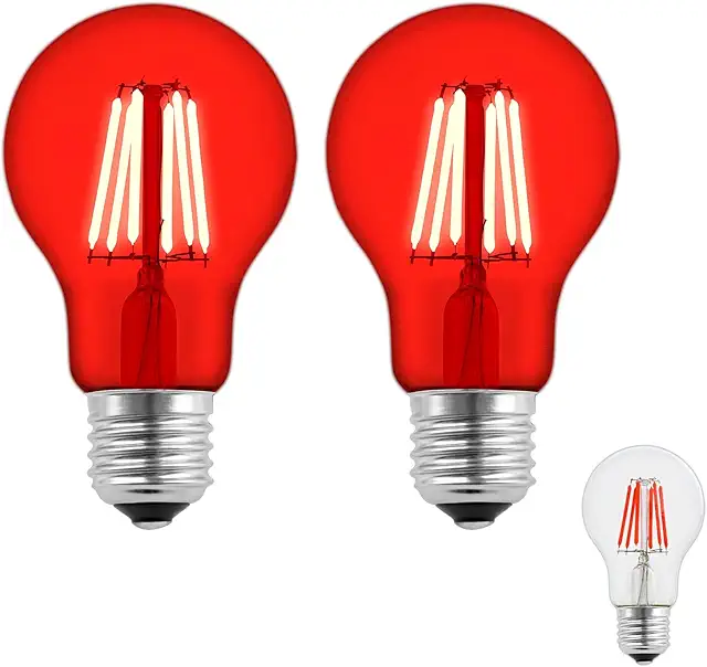 Bombilla LED Roja E27 6W - Lámpara Incandescente - Paquete de 2