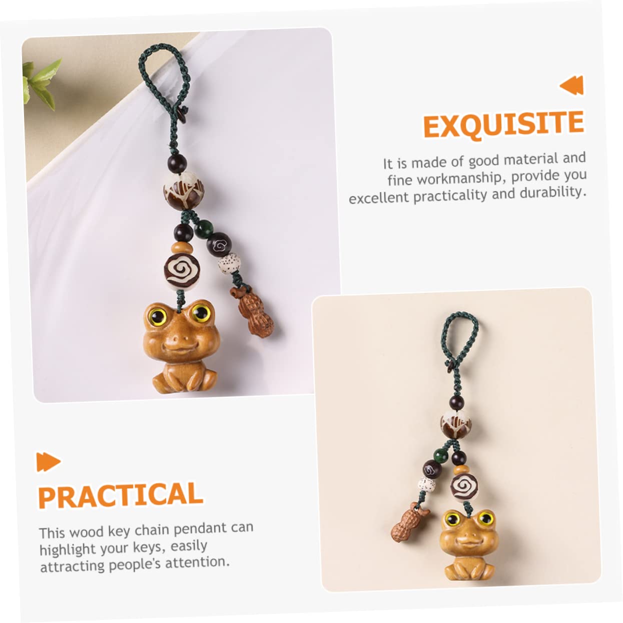 SOIMISS 5pezzi Portachiavi Legno Forma Di Animale Charm Decorativo Per Borsa e Zaino Portachiavi Legno Di Sandalo Con Simpatico Design Di Rana Per Donne e Appassionati Di Accessori Unici