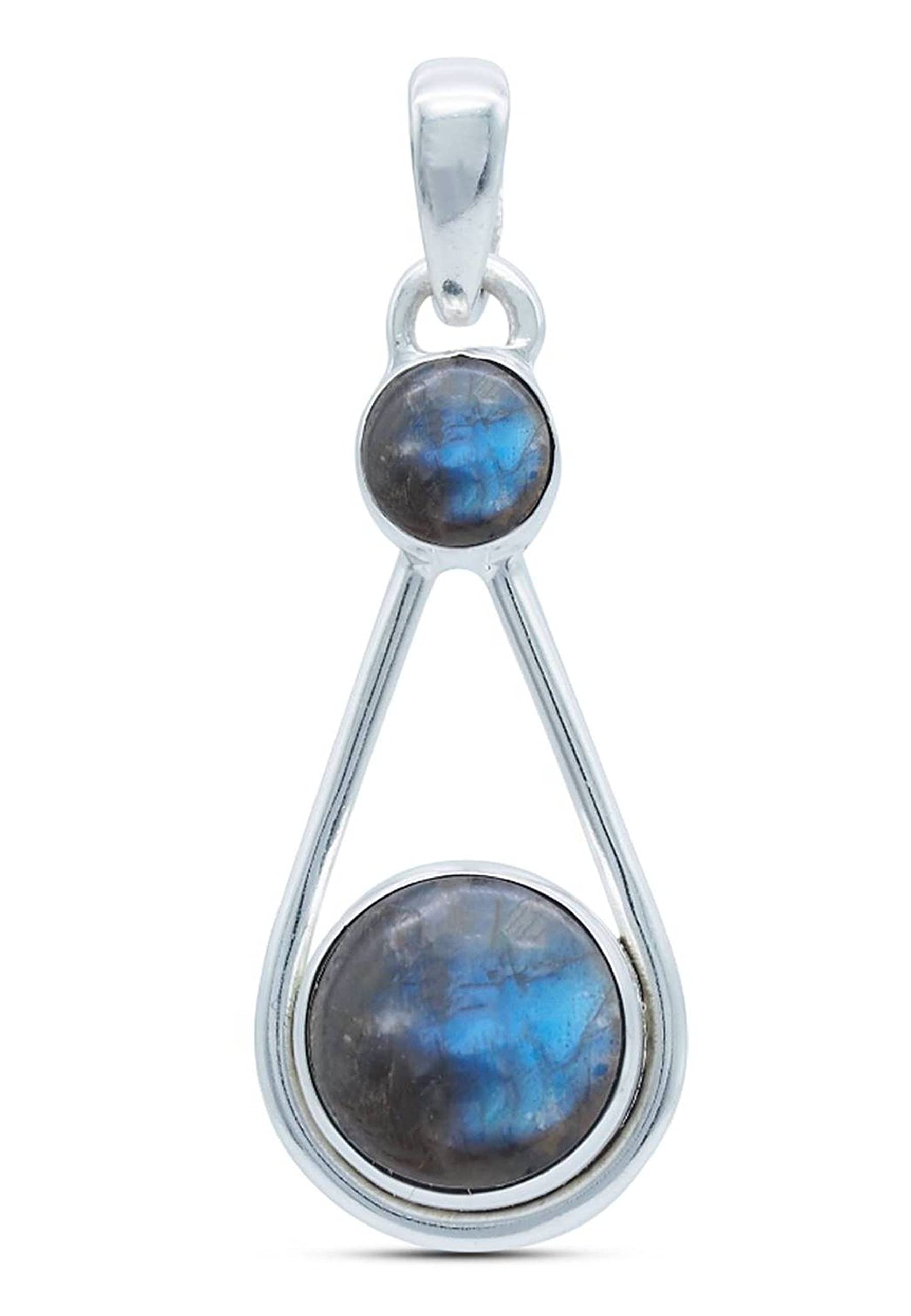 mantraroma Edelstein Kettenanhänger an Band Silber 925 echt für Damen