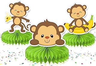 Playful Monkey 5-Piece Honeycombs Centerpieces Set - Add a Touch of Jungle Fun to Your Decor