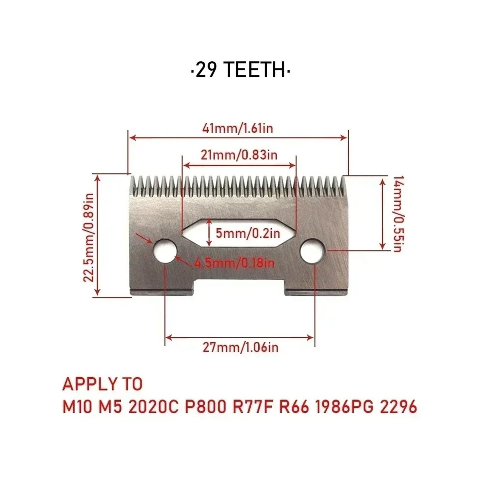 Cuchillas Ramic Móviles De Repuesto, Compatibles Con MADESHOW, Cortadoras De Cabeza De Máquina for Cortar Cabello M10 M5f KM2296(Silvery-10)