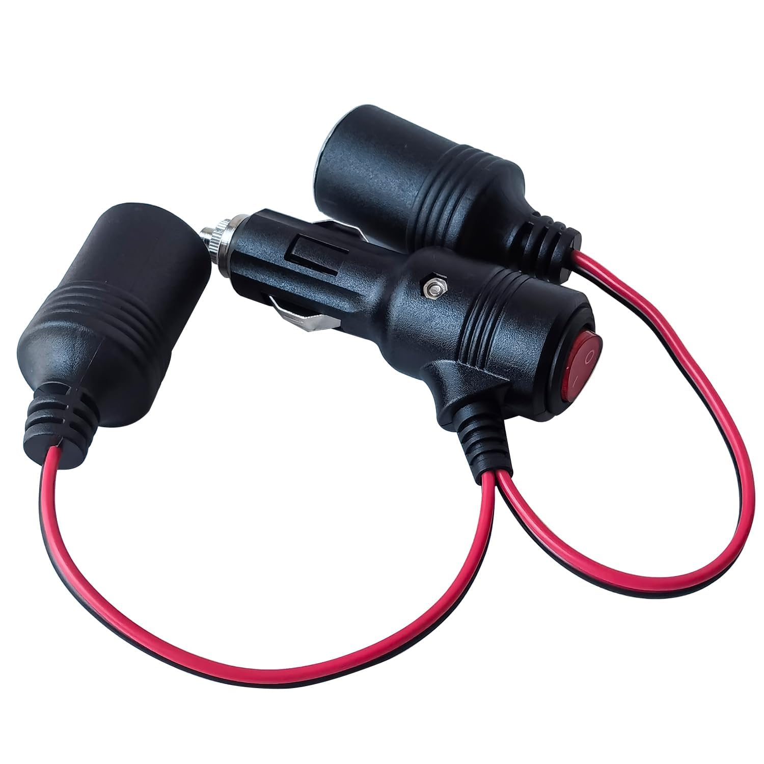 vrct car cigarette lighter splitter, 12/24v dual socket adapter with extension cable and fuses