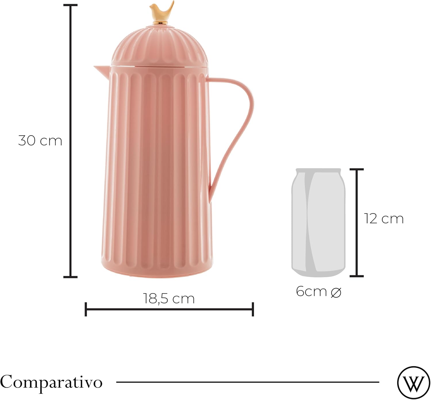 WOLFF Garrafa Térmica de Plástico Bird Nude 1L - Enxoval - Organização - Decoração - Cozinha - Mesa Posta - Utilidades Domésticas - Perfeita Para Café e Chá WOLFF Garrafa Térmica de Plástico Bird Nude 1L - Enxoval - Organização - Decoração - Cozinha - Mesa Posta - Utilidades Domésticas - Perfeita Para Café e Chá