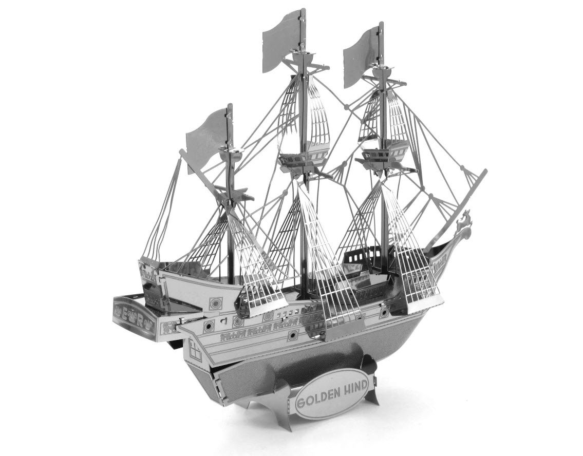 Metal Earth Golden Hind Model, 4.33"L x 1.38"W x 3.54"H - Image 3