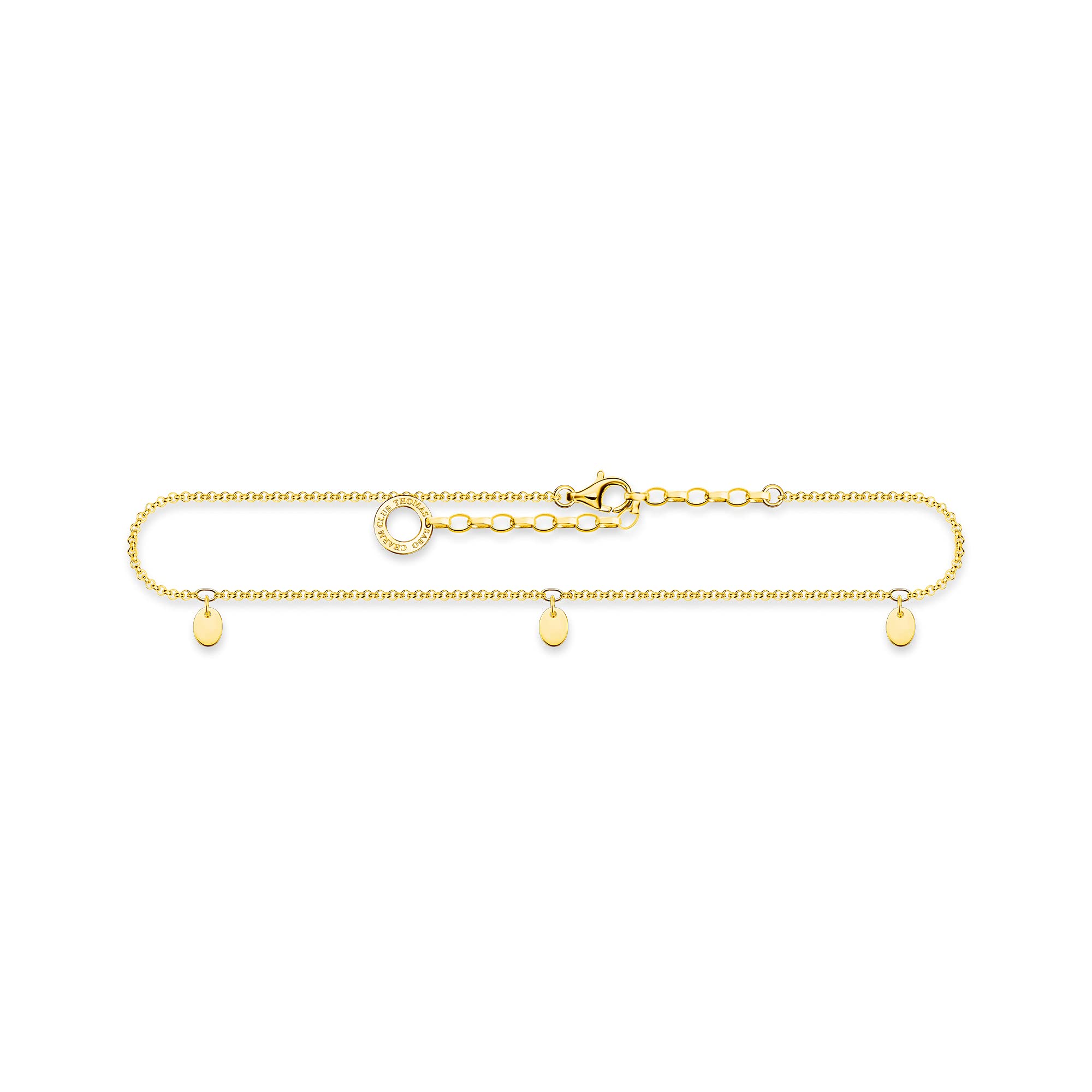 THOMAS SABO Fußkette Plättchen Gold 925 Sterlingsilber, 750 Gelbgold Vergoldung