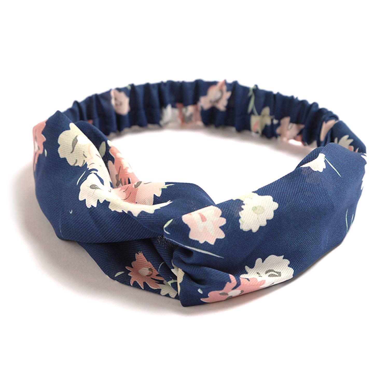 DRESHOW 10 Piezas Diademas Flor Vintage Impreso Criss Cross Anudado Elástico Banda para el Cabello Accesorios de Pelo Yoga Cabeza Wraps