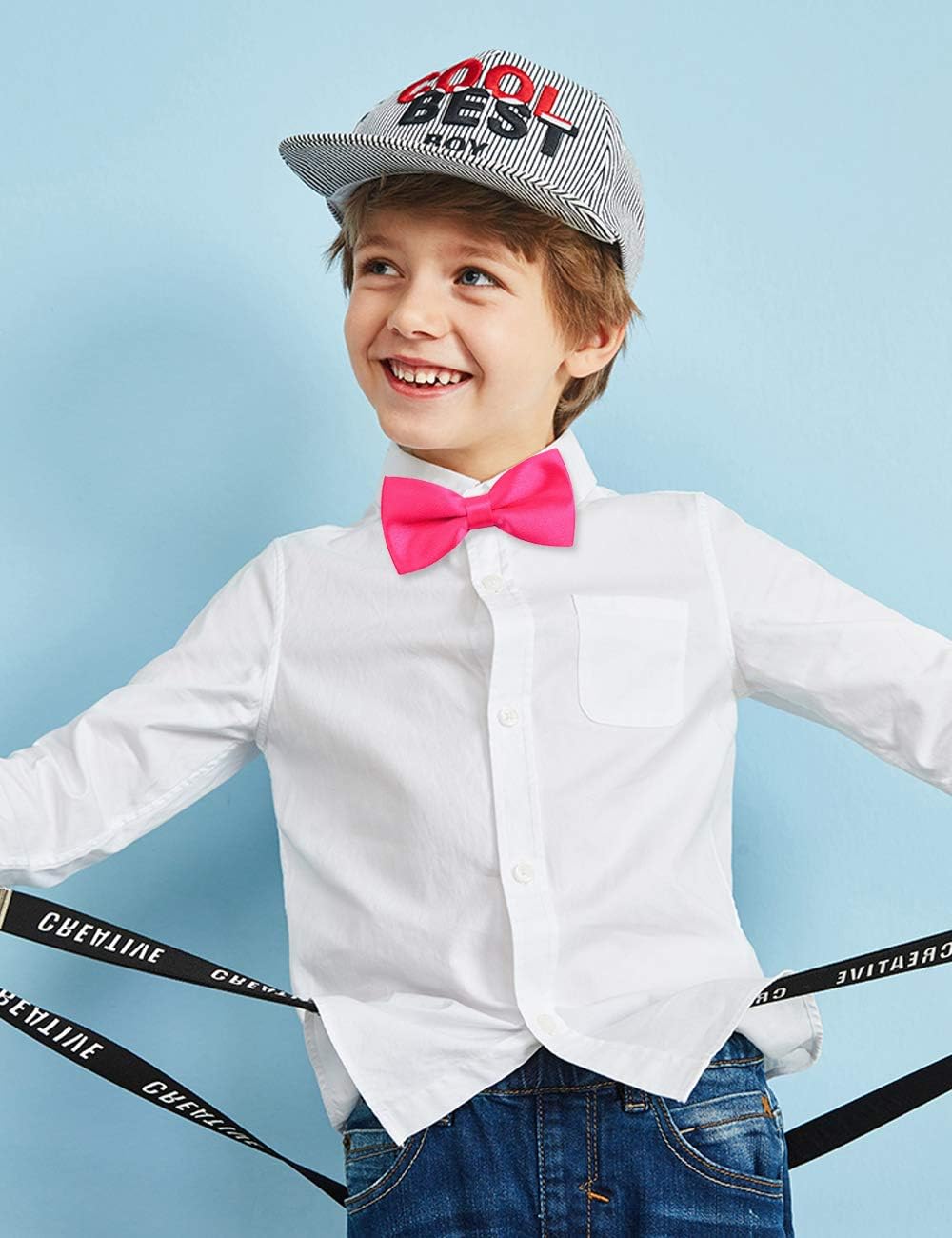 Alizeal Solid Banded Adjustable Length Pre-tied Boy's Bow Tie - Image 3