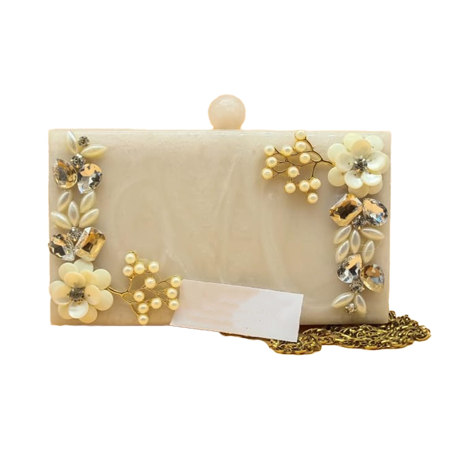 Clutch bag Hand Bag Acrylic Clutch for Women Bridal Clutch with Removable Gold Chain Strap Marble Purse Floral Clutch Bag For Women's & Girls-image-13