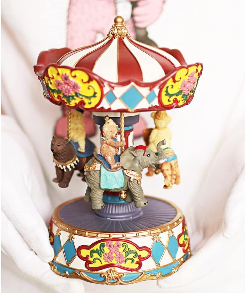 Music Box Music Box Movement Clockwork Bear Rotating Music Box Little Girl's Birthday Gift Girl Boy Children's Day Living Room Room Decoration Ornaments Wood Musical Box