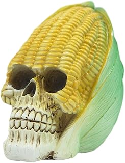 Ebros Vegetable Produce Maize Corn Skull Statue Southwestern Healthy Eating Salad Themed Skeleton Head Cranium Bizarre Ossuary Macabre Halloween Decorative Figurine