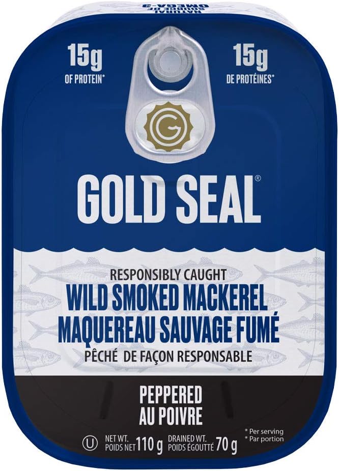 Gold Seal Wild Smoked Mackerel Peppered 110 Grams, 12 Count Canned